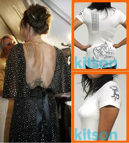 you can sport a white tshirt adorned with Angelina Jolie's tattoos