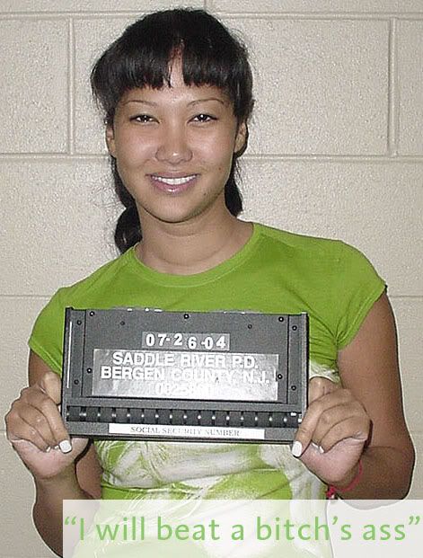 Kimora Lee Simmons mugshot with the caption I will beat a bitch's ass