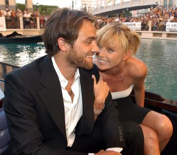 Charlize Theron and Stuart Townsend on a boat