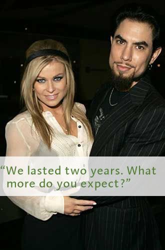 picture of Dave Navarro and Carmen Electra with the caption we lasted two years, what more do you expect?