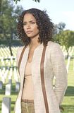 Halle Berry in a military cemetary