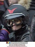 Reese Witherspoon in a helmet and big googles for a role
