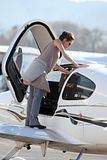 Angelina Jolie getting into a small plane