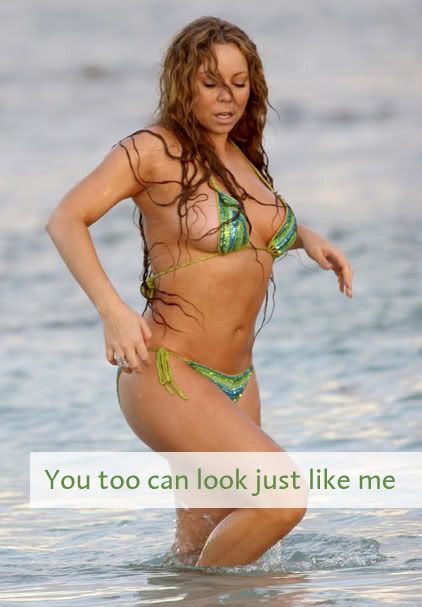 Mariah Carey poses in a bikini with the caption you too can look just like me