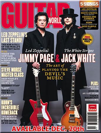 jack white and jimmy page grace the December Guitar Magazine cover