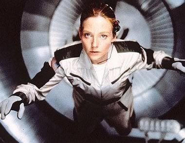 Jodie Foster as Ellie Arroway is about to make Contact