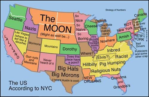 The Usa Map As It Looks To New Yorkers Nyc Democratic Underground