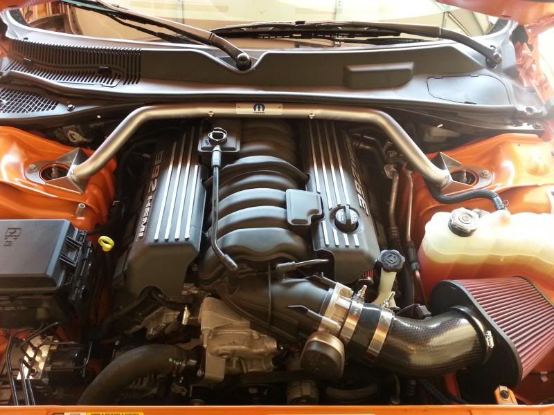 Mopar Strut Tower Brace + 392 Header Orange Goodness! Dodge