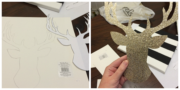 glitter deer head canvas