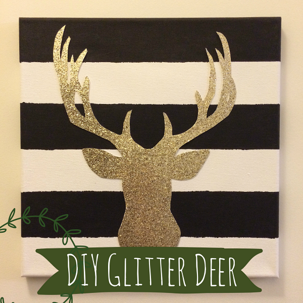 glitter deer head canvas