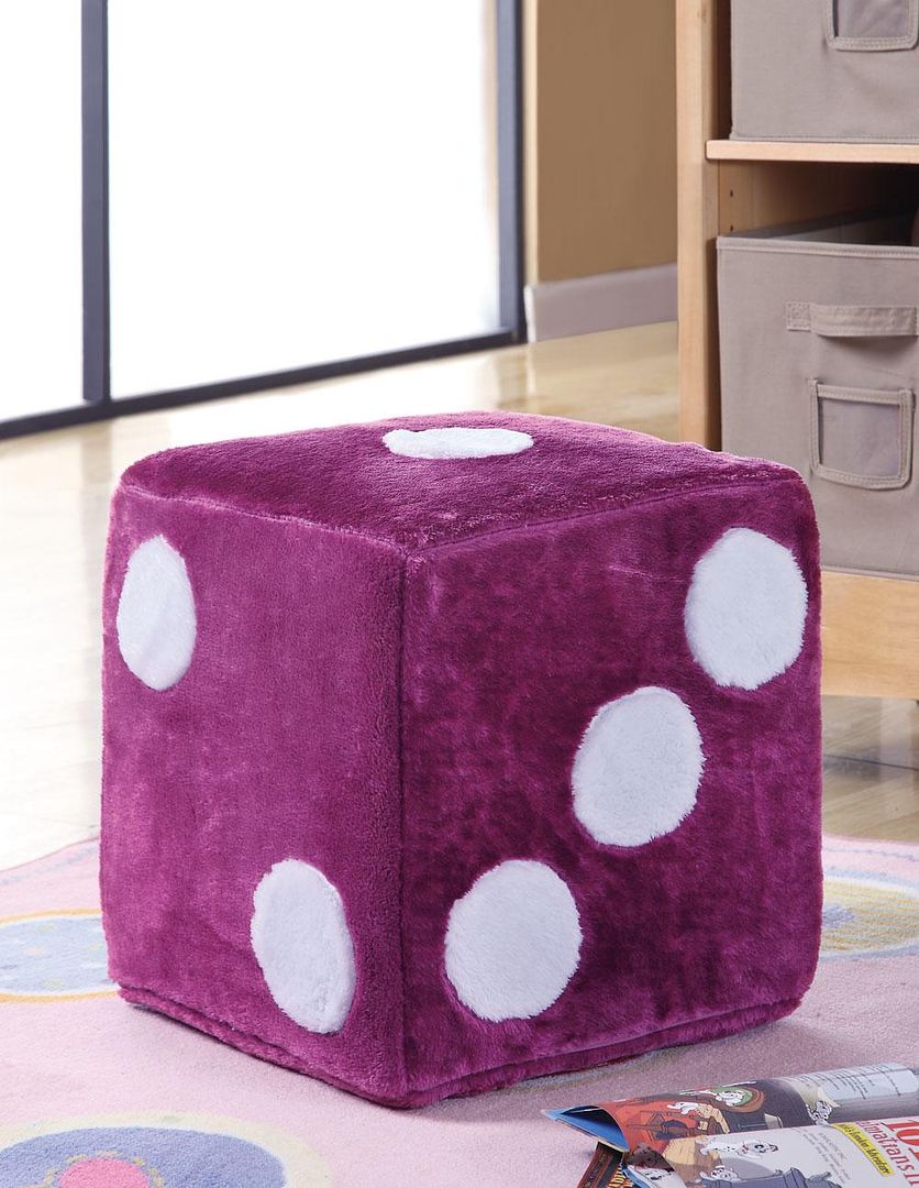 Casual Pink Fuzzy Fabric Dice Ottoman Stool by Coaster 500942 | eBay