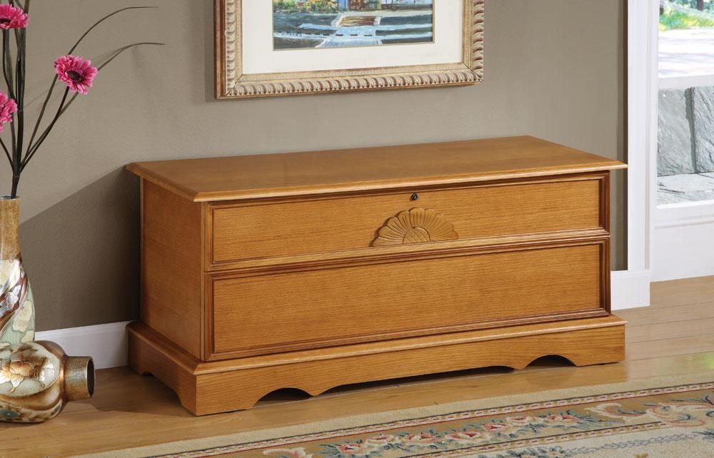 Oak Wood Finish Locking Cedar Lined Storage Chest by Coaster 4695 eBay