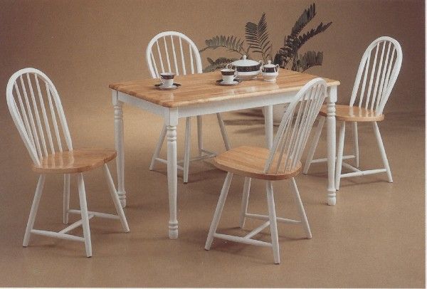 Details about Natural amp; White Kitchen Table and Chair Set by Coaster
