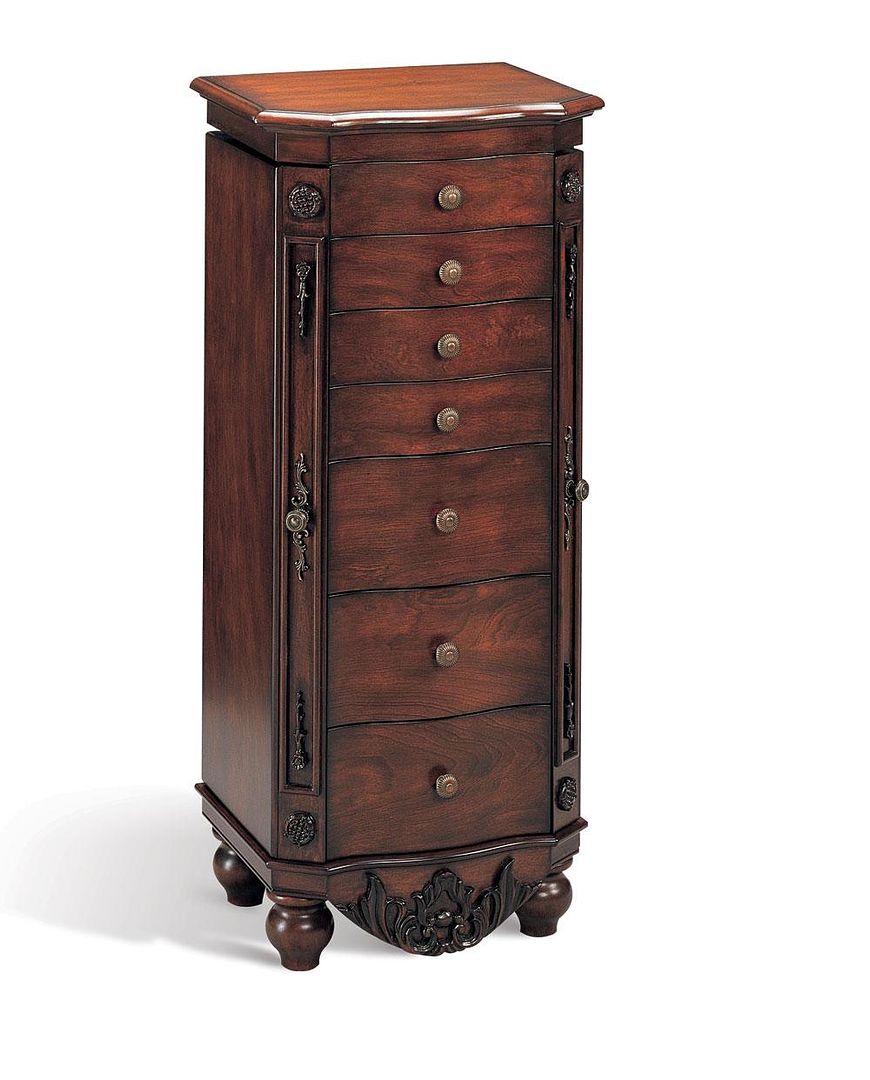 Antique Cherry Finish Jewelry Armoire Lingerie Chest By Coaster 900065 Ebay