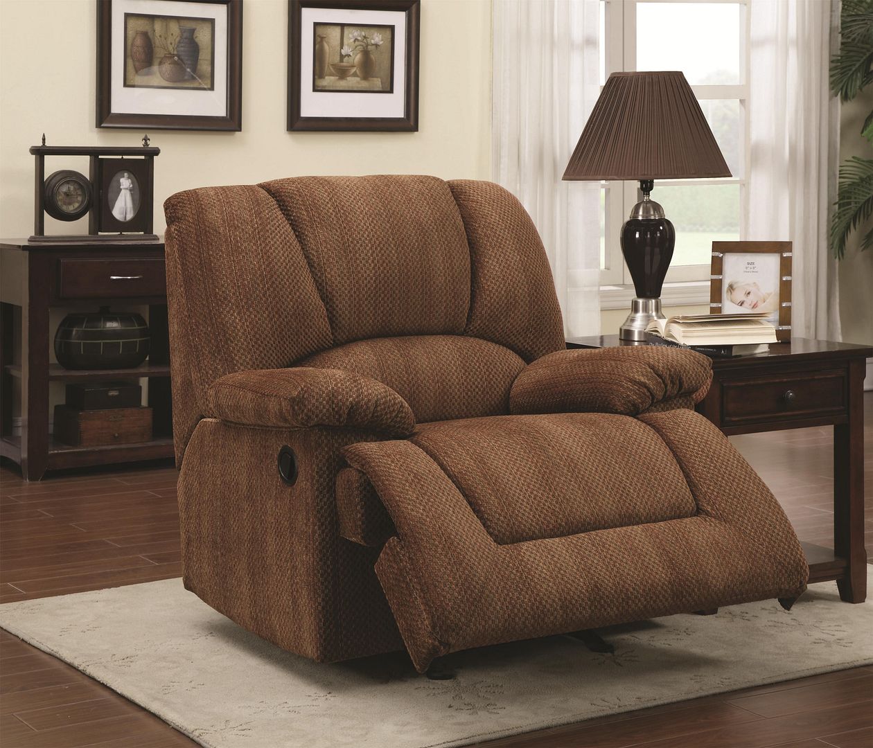 Casual Large Multi-color Chenille Chaise Glider Recliner By Coaster 