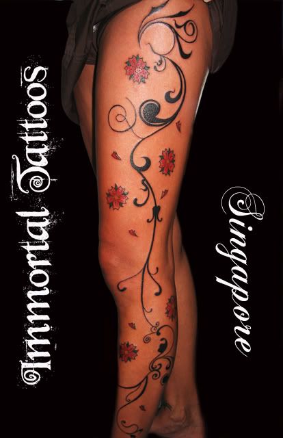 animal tattoos - flower vine tattoos. animal of koi fish tattoos. Without a doubt, limits are pushed to move this "styled" tattoo in bigger