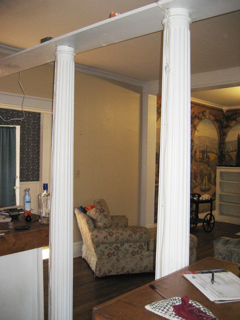But the columns were moved to the back of the living room. 