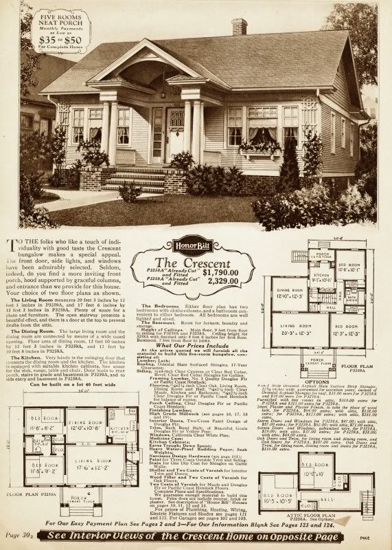  most popular designs, the Sears Crescent was offered in two floor plans, 