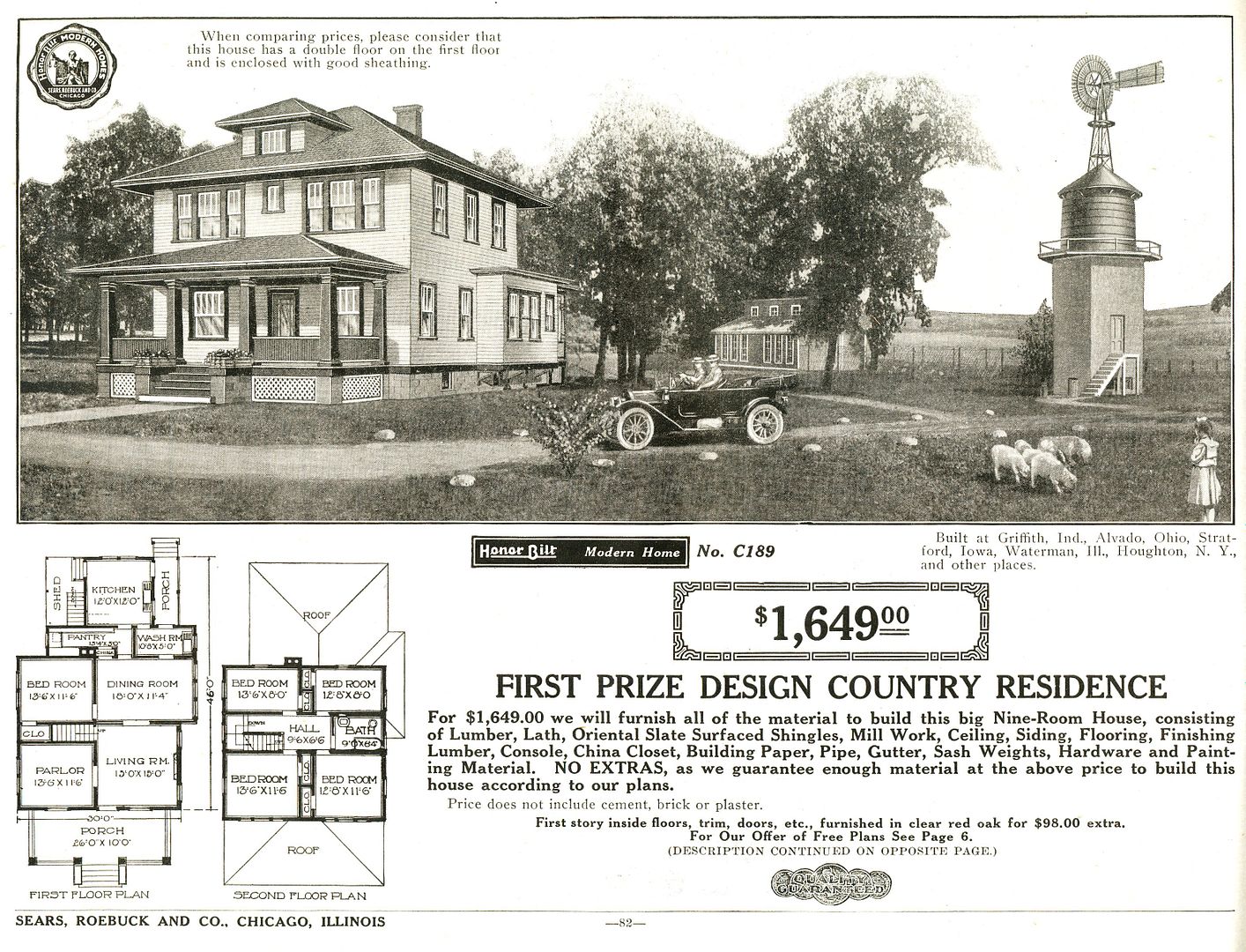 The Hillrose, as seen in the 1916 Modern Homes catalog. 