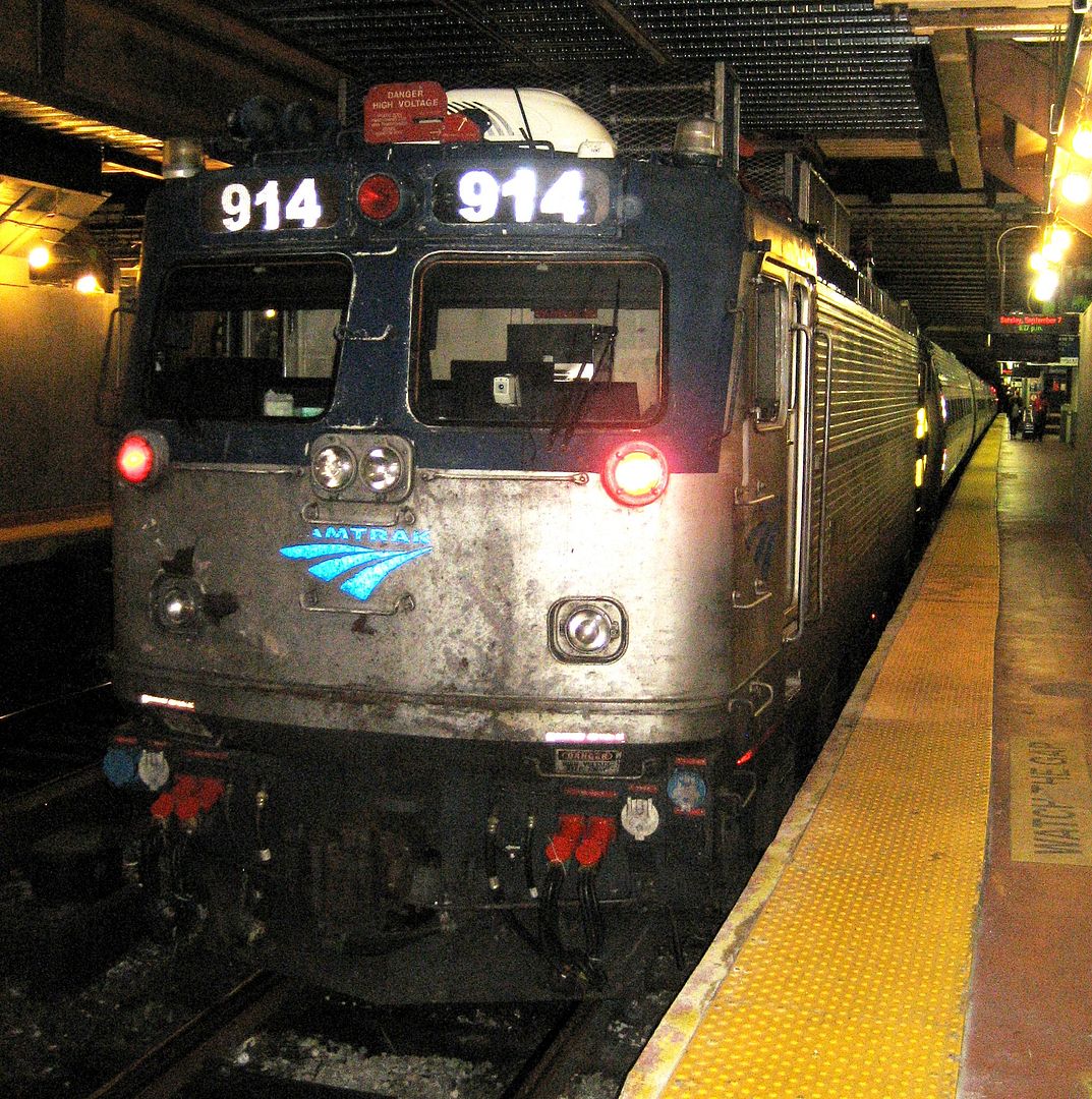 A photo of our train at Penn Station in New York City.