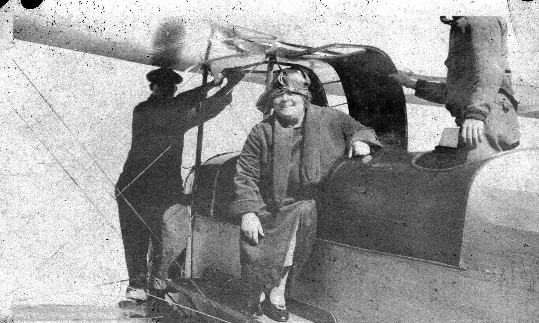 I dont know the date of this photo, but I suspect its Flossie and she appears to be emerging from a biplane. Id love to know the approximate date. 