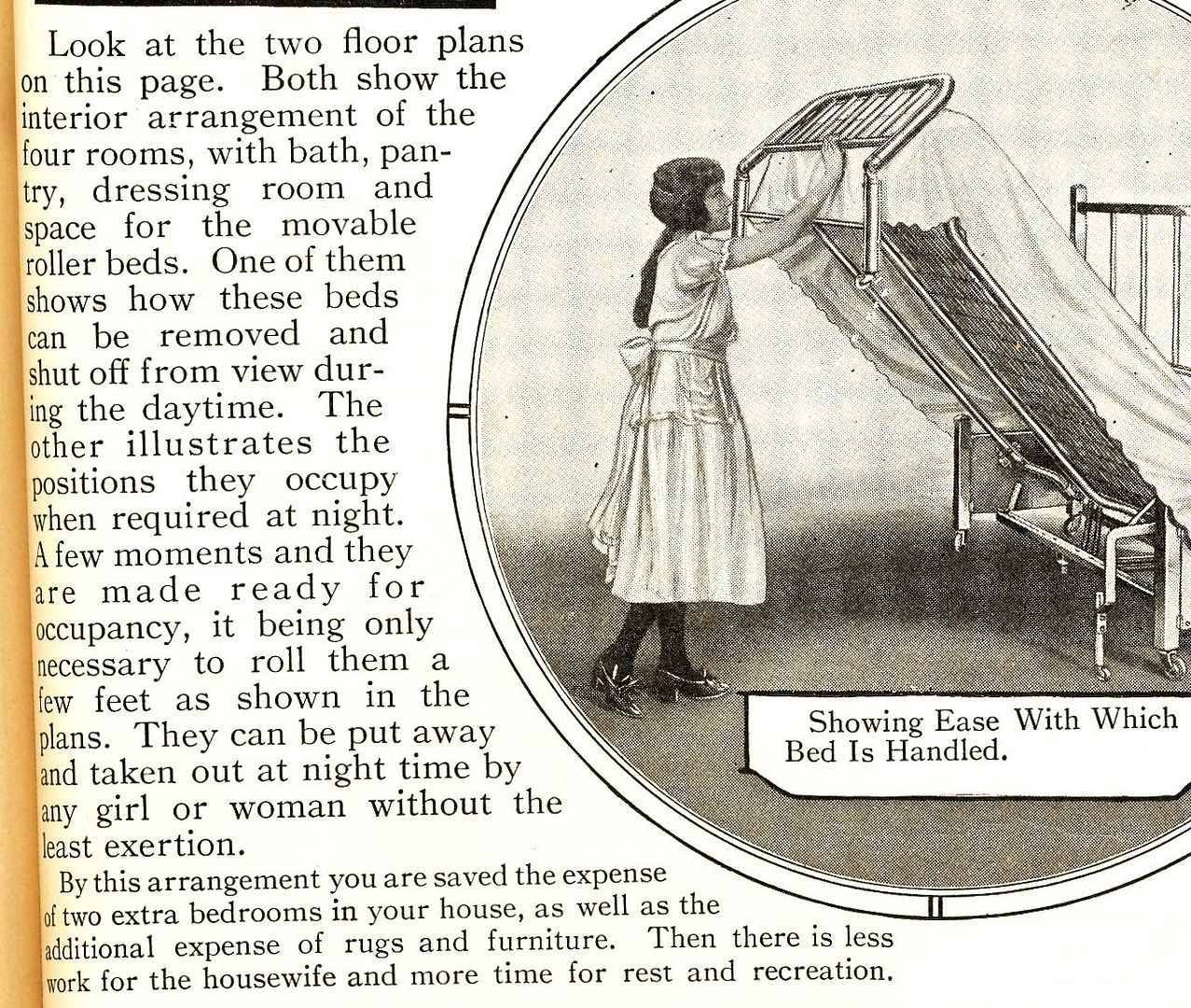 In another catalog promotion, Sears promises that folding up that wall bed is so easy even a child can do it. 