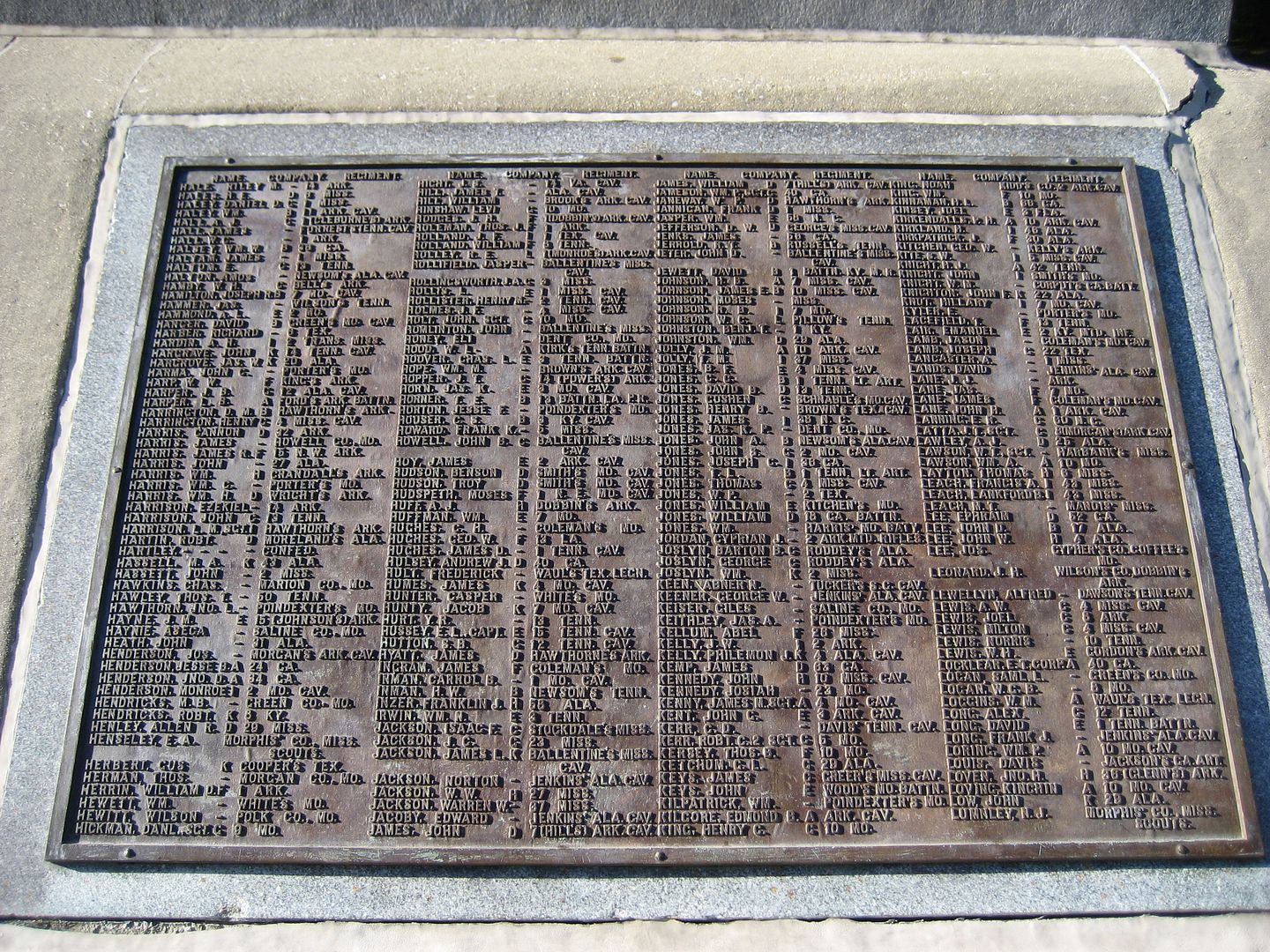 One of the many plaques at the base of the monument. 