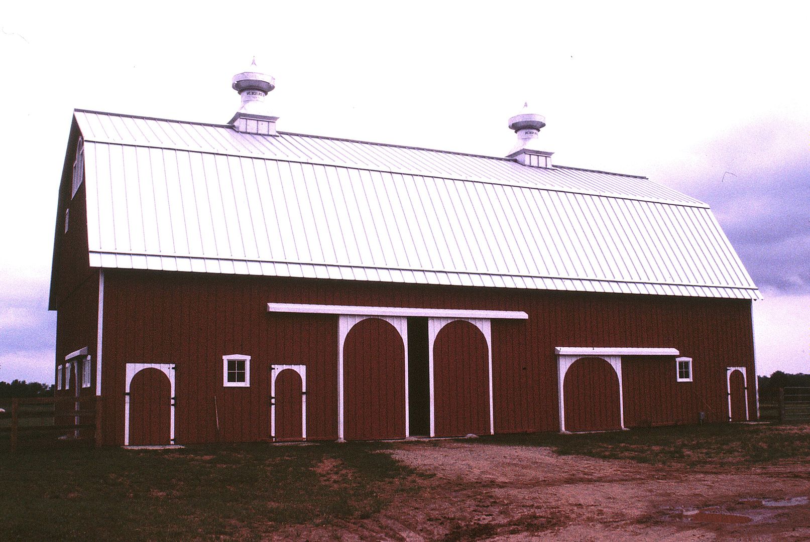 Close-up of the barn. 