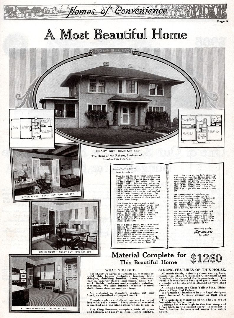 Gordon Van Tine,  like Sears and Aladdin, also sold kit homes through a mail-order catalog. Shown here is the GVT Roberts 