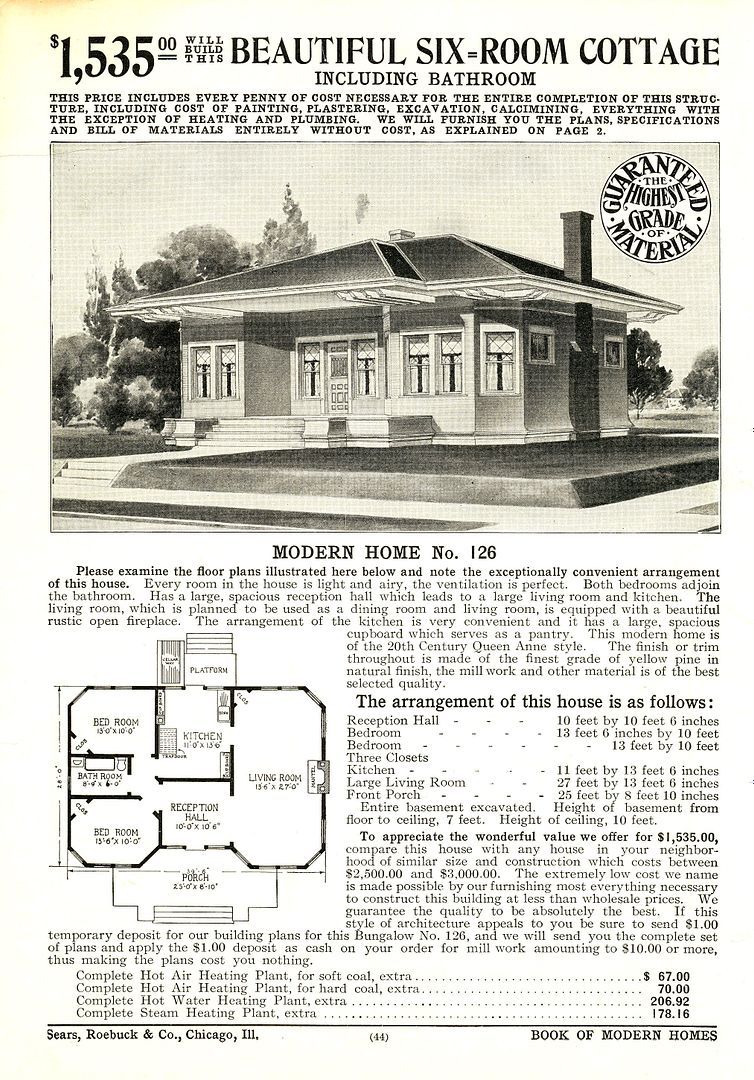 Modern Home #126 appeared in the first Sears Modern Homes catalog (1908). 