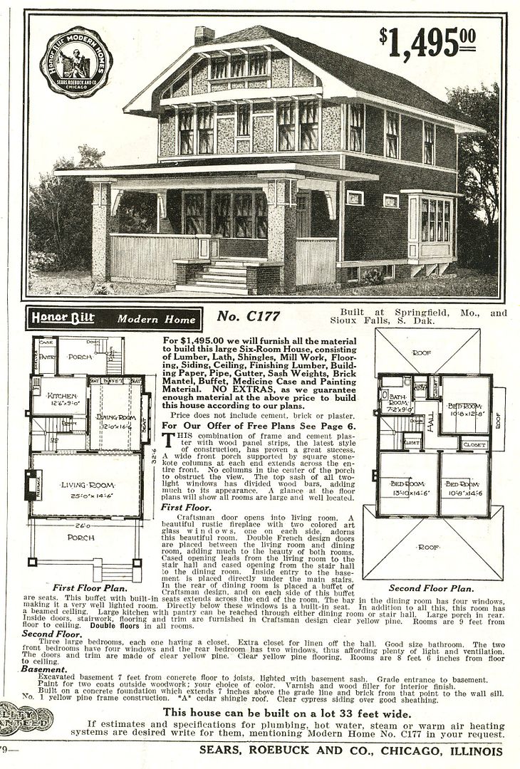 Sears Modern Home 177, as seen in the 1916 catalog. 
