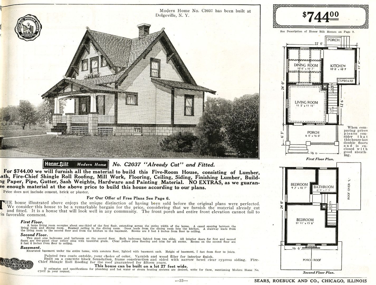 Sears Roseberry, as it appeared in the 1916 catalog. 