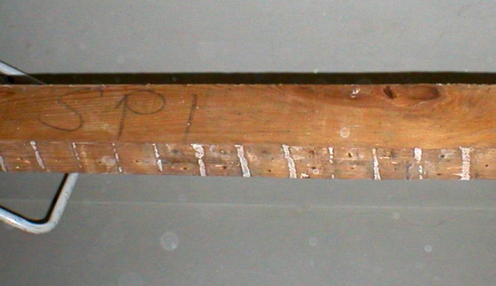 B. Maury Townsend found this blue grease pencil mark in her Aladdin Sherman (1912). 