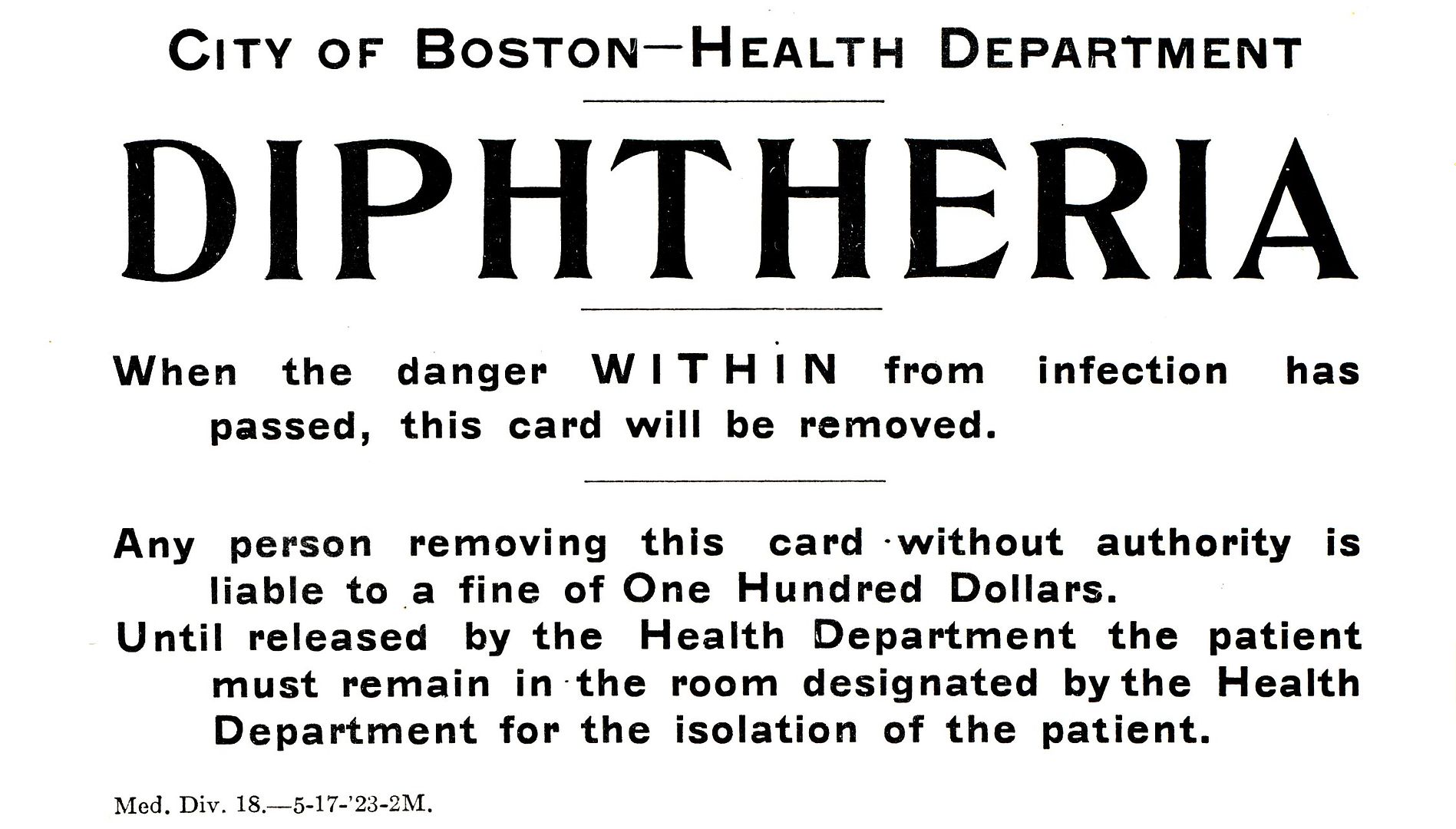 And there is now enough circumstantial evidence that one thing is clear; Diphtheria was not the cause of death. 