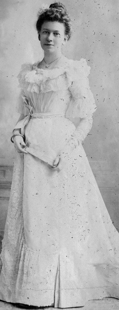 Addies wedding dress (I surmise). This photo was dated 1896, the year that she and Enoch Fargo were married. 