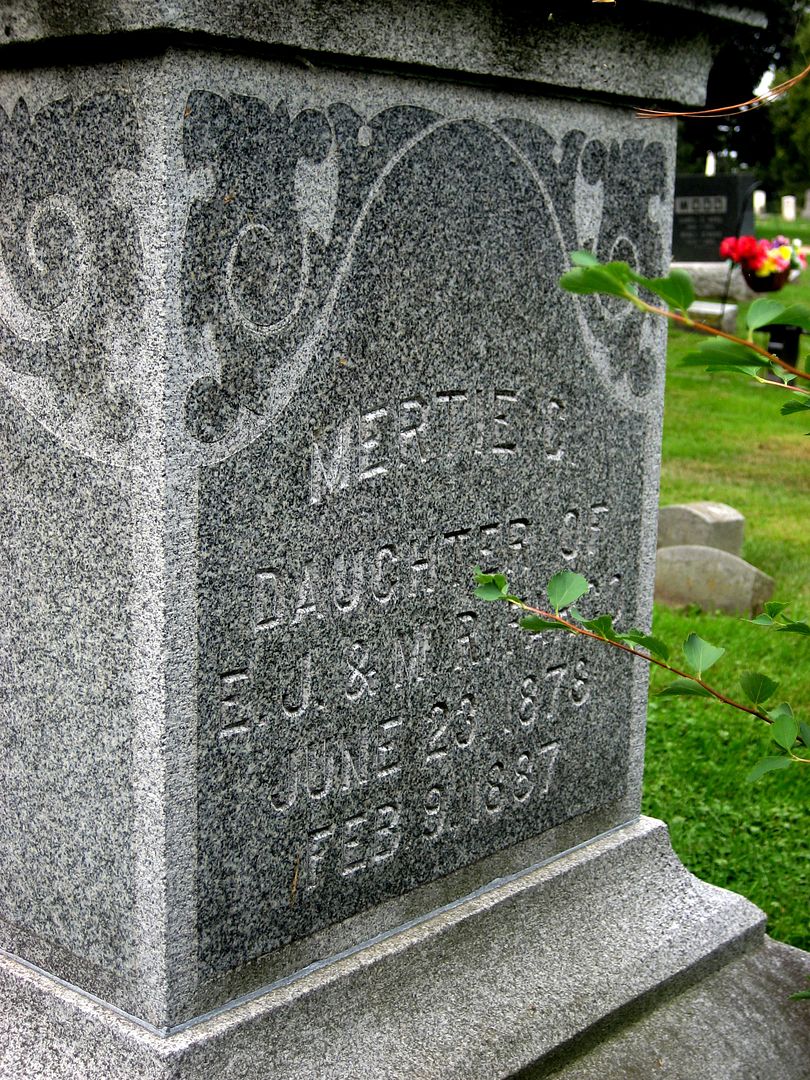 Mertie is buried next to her father and mother at the Rock Lake Cemetery. 