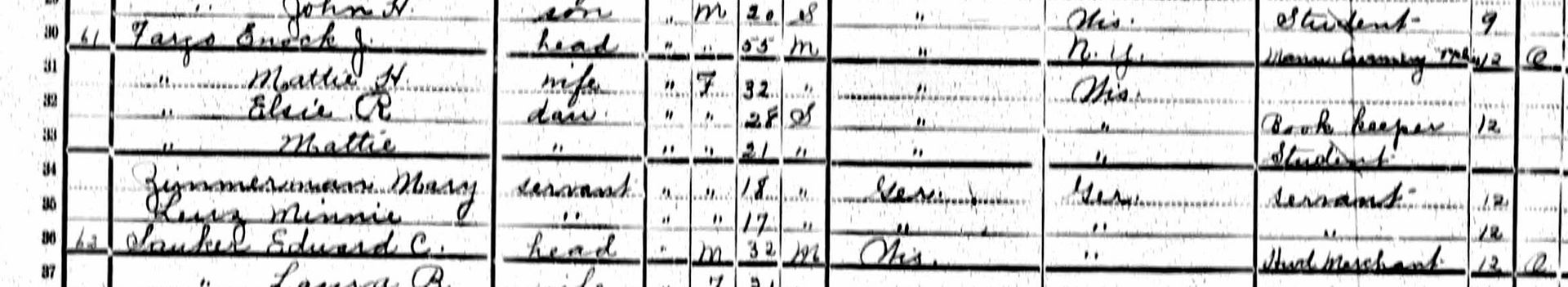By the time of the 1905 Census, both Mary and Martha were gone, and these new names appear.