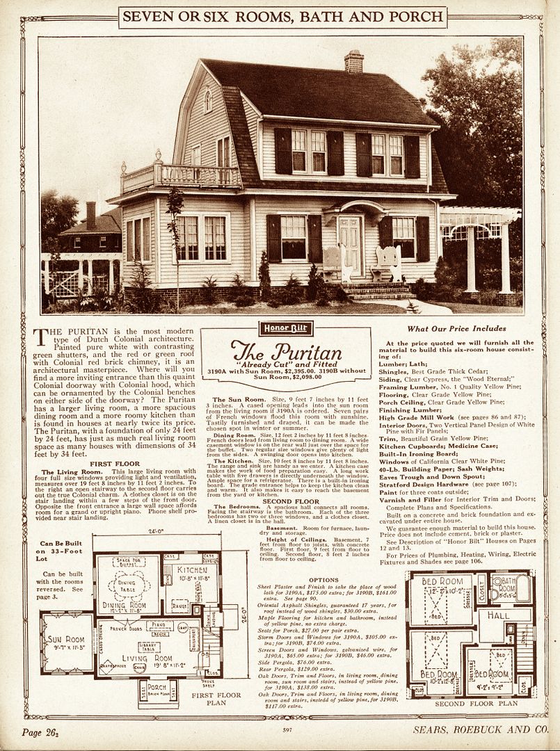 From the 1925 catalog, heres the Sears Puritan, the Sears kit home that Ruth Swards father built for her family. According to Ruth, the attic was converted into living space and became a third bedroom. 