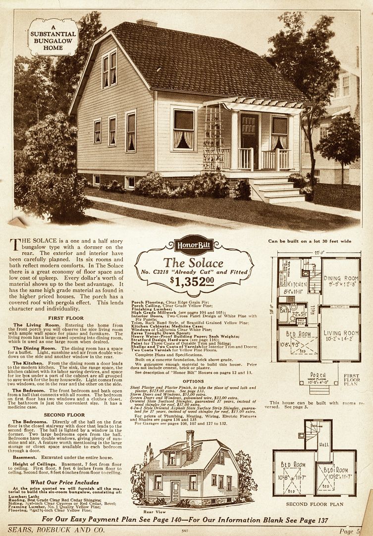 From the 1928 catalog, the Solace was a fairly popular house, but those original pergola ends (front porch) rarely survive the decades.