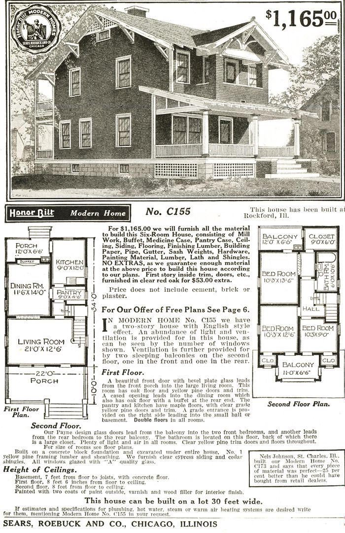 The original catalog page (1916) shows that this house sold for 