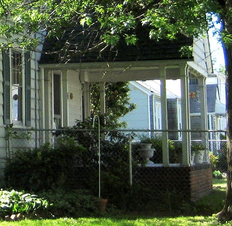 Close-up of the porch.