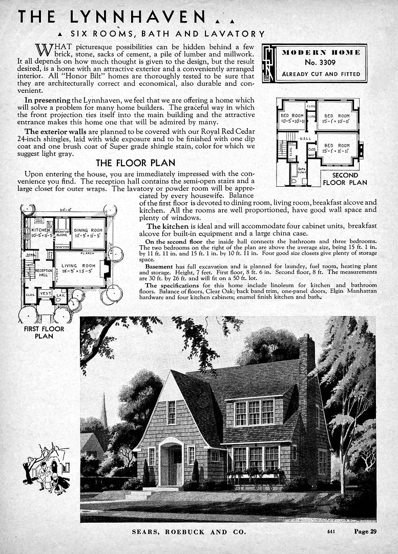 And another Waterview kit home - the Sears Lynnhaven (1938 catalog).