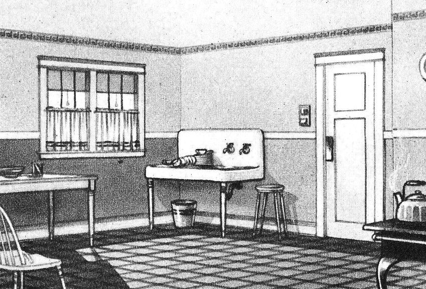 The kitchen, as seen in 1928. 