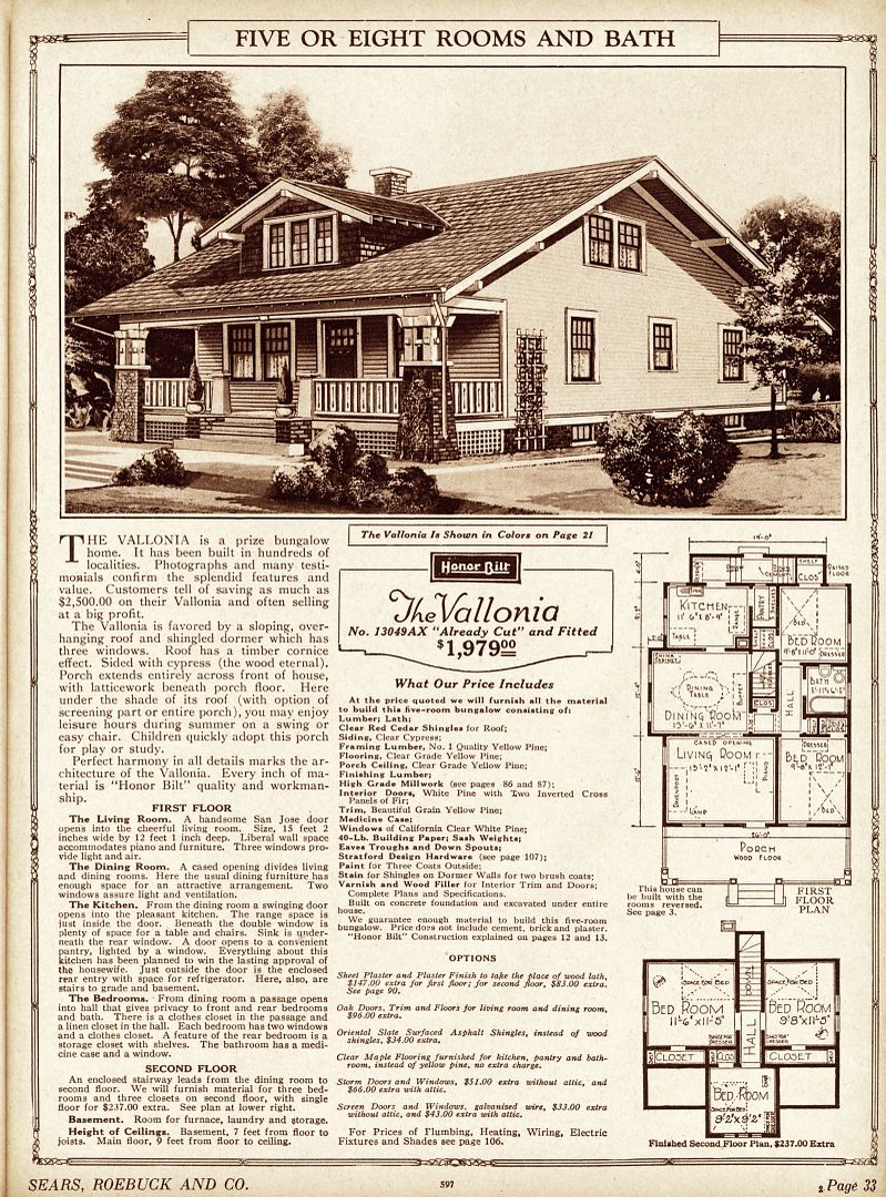 From the 1925 Sears Modern Homes Catalog: The Vallonia