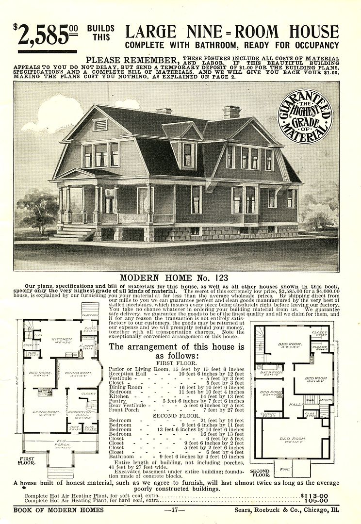 Sears Modern Home #123 (1908 catalog). 