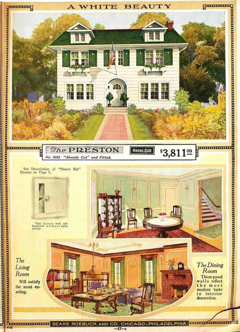 The Sears Preston was one of Sears biggest and fanciest homes. Its shown here in the 1921 catalog. 