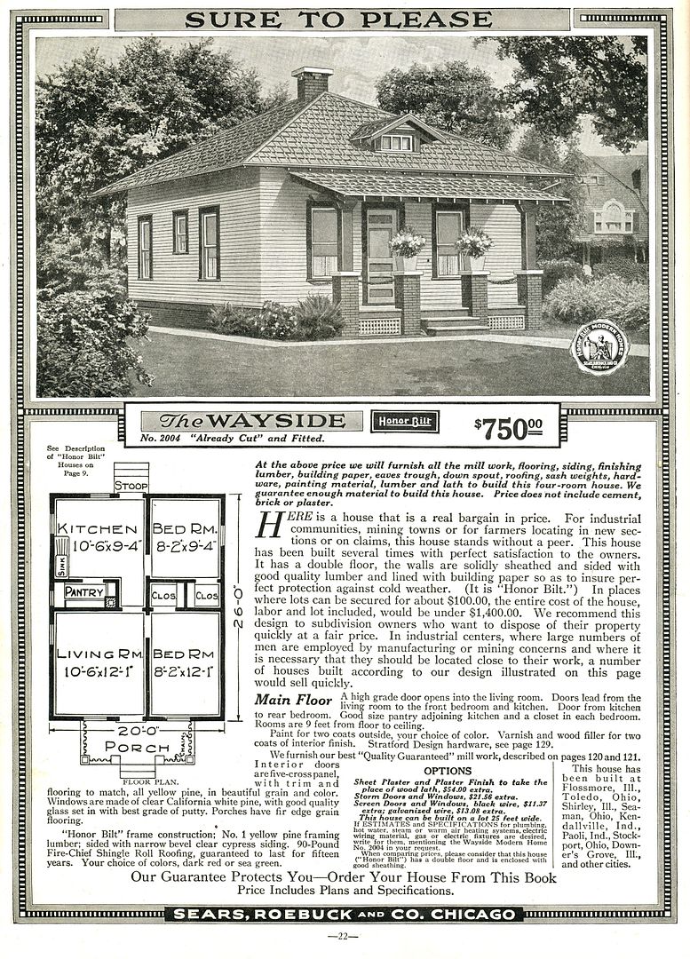 The Wayside, as seen in the 1919 catalog. Notice, it has no bathroom.