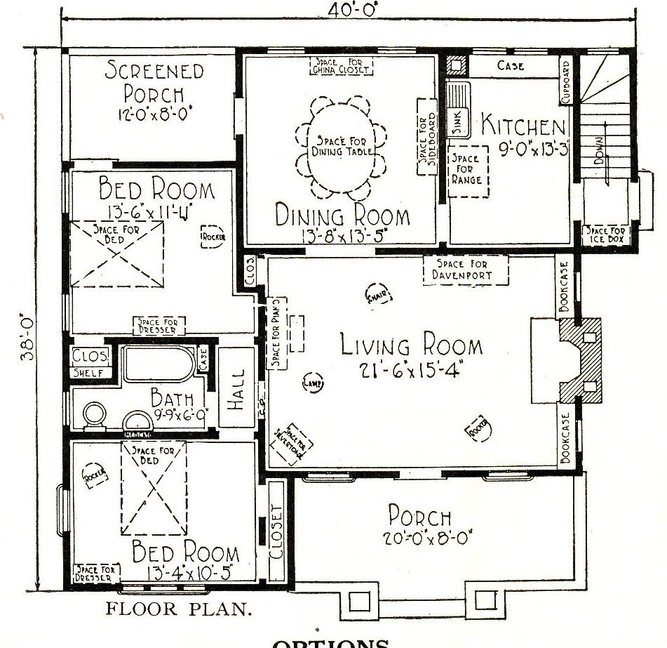 Floorplan for the Del Rey shows a sleeping porch that is usually converted into another bedroom (1921 catalog). 