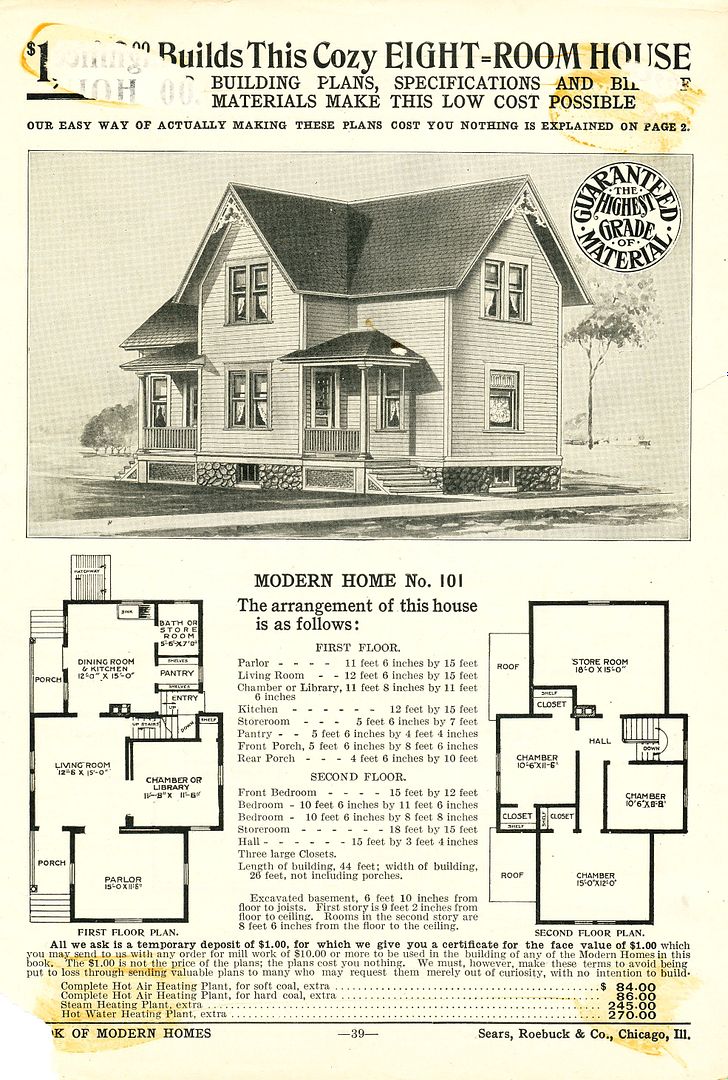 Joseph Origer was born in 1914 in the Sears Modern Home #101. When I spoke with Mr. Origer in 2003, the original house was in very poor condition, due to its having been rental property for a very short period of time. 