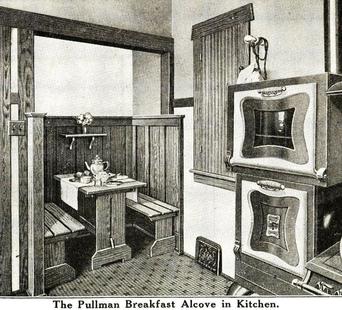Arts & Crafts bungalows were all about nooks. Heres a breakfast nook, complete with classic trestle table. 